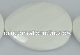 CAA16 15.5 inches 40*50mm faceted flat teardrop white agate beads