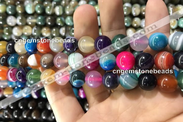 CAA1605 15.5 inches 10mm round banded agate beads wholesale