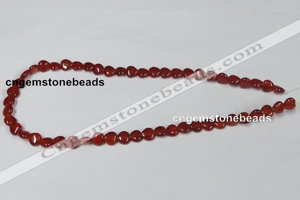 CAA162 15.5 inches 8*8mm heart red agate gemstone beads