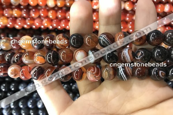 CAA1623 15.5 inches 10mm round banded agate beads wholesale