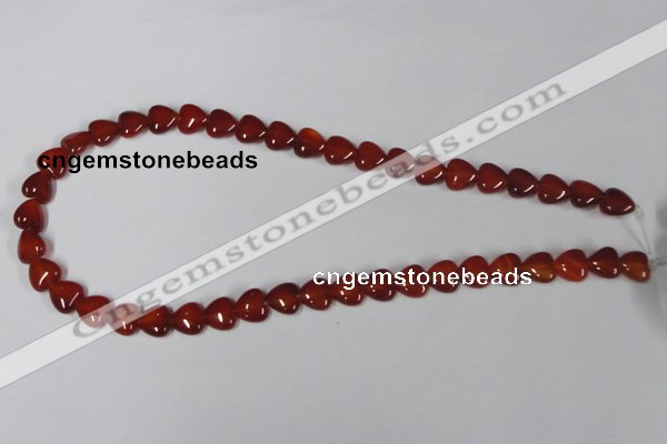 CAA163 15.5 inches 10*10mm heart red agate gemstone beads