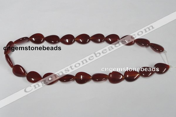 CAA165 15.5 inches 13*18mm flat teardrop red agate gemstone beads