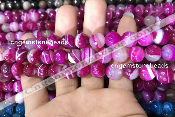 CAA1657 15.5 inches 10mm faceted round banded agate beads