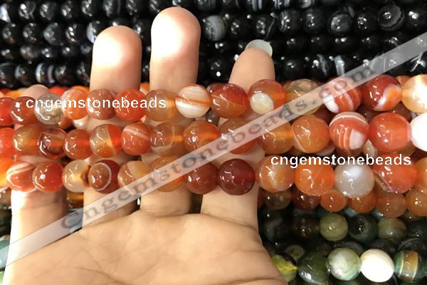 CAA1662 15.5 inches 10mm faceted round banded agate beads