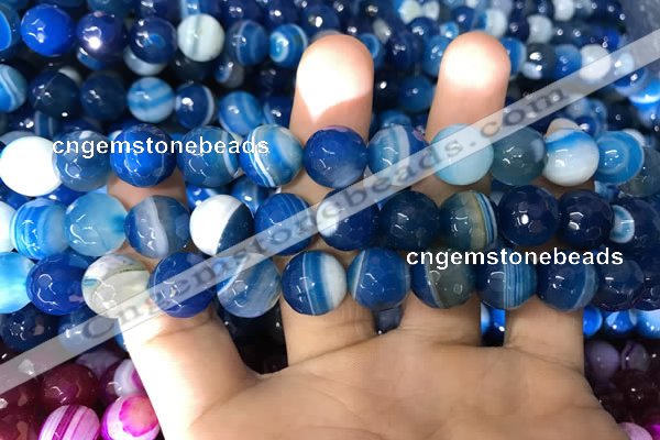 CAA1668 15.5 inches 12mm faceted round banded agate beads