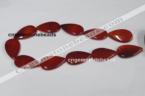 CAA167 15.5 inches 22*36mm flat teardrop red agate gemstone beads