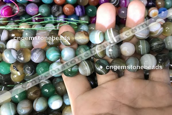 CAA1673 15.5 inches 12mm faceted round banded agate beads