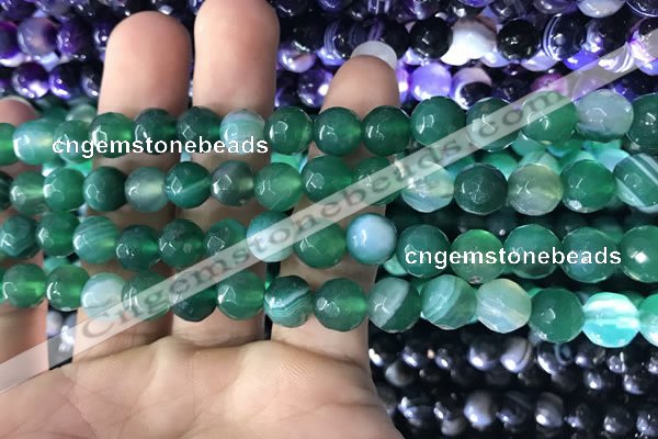 CAA1676 15.5 inches 8mm faceted round banded agate beads