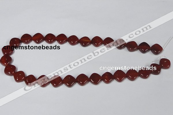 CAA168 15.5 inches 13*13mm diamond red agate gemstone beads