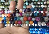 CAA1681 15.5 inches 8mm faceted round banded agate beads