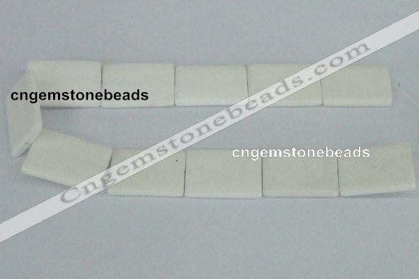 CAA17 15.5 inches 25*35mm rectangle white agate gemstone beads