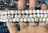 CAA1703 15 inches 8mm faceted round fire crackle agate beads