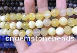 CAA1705 15 inches 8mm faceted round fire crackle agate beads