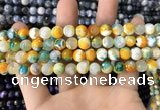 CAA1707 15 inches 8mm faceted round fire crackle agate beads