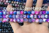 CAA1709 15 inches 8mm faceted round fire crackle agate beads