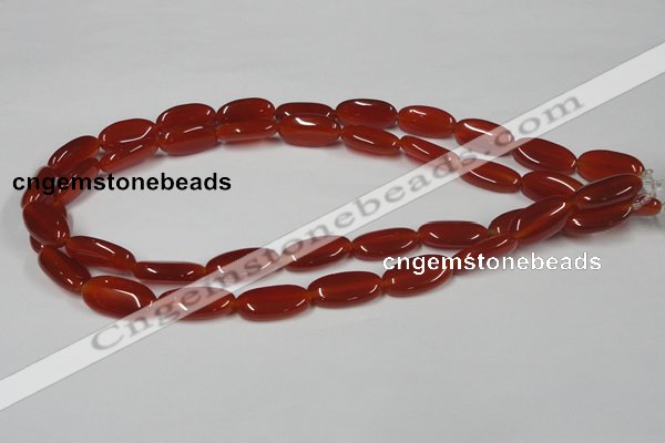 CAA171 15.5 inches 10*20mm oval red agate gemstone beads