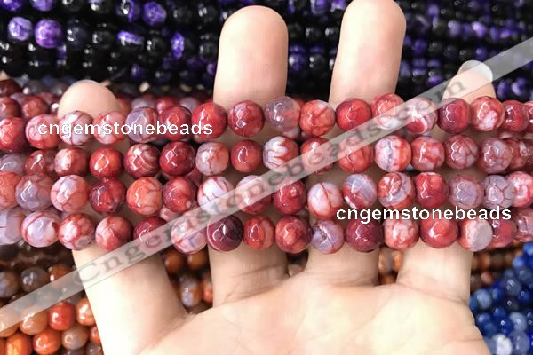 CAA1710 15 inches 8mm faceted round fire crackle agate beads