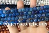 CAA1715 15 inches 8mm faceted round fire crackle agate beads