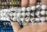 CAA1727 15 inches 10mm faceted round fire crackle agate beads