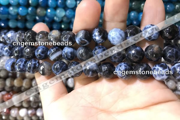 CAA1728 15 inches 10mm faceted round fire crackle agate beads