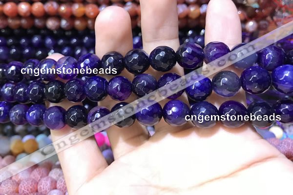 CAA1732 15 inches 10mm faceted round fire crackle agate beads