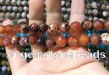 CAA1734 15 inches 10mm faceted round fire crackle agate beads