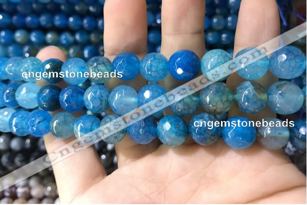 CAA1735 15 inches 10mm faceted round fire crackle agate beads