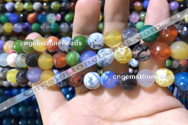 CAA1740 15 inches 10mm faceted round fire crackle agate beads