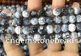 CAA1746 15 inches 12mm faceted round fire crackle agate beads