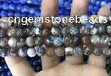 CAA1747 15 inches 12mm faceted round fire crackle agate beads