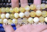 CAA1748 15 inches 12mm faceted round fire crackle agate beads