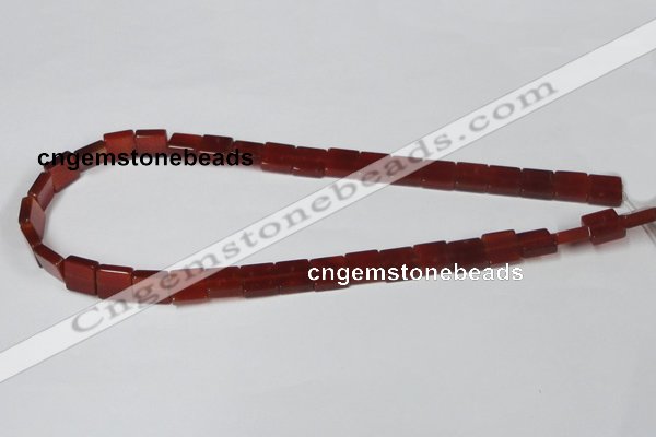 CAA175 15.5 inches 10*10mm square red agate gemstone beads