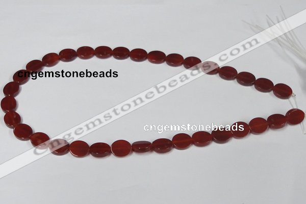 CAA176 15.5 inches 10*12mm oval red agate gemstone beads