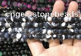 CAA1760 15 inches 8mm faceted round fire crackle agate beads