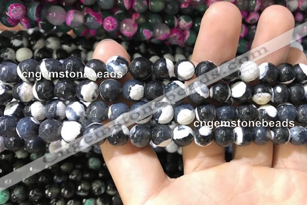 CAA1760 15 inches 8mm faceted round fire crackle agate beads