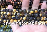 CAA1761 15 inches 8mm faceted round fire crackle agate beads