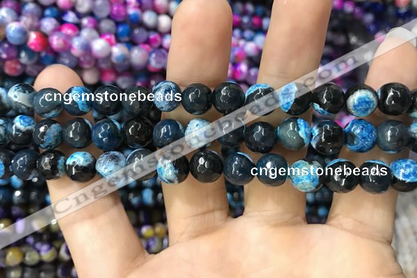 CAA1764 15 inches 8mm faceted round fire crackle agate beads