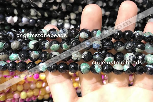 CAA1766 15 inches 8mm faceted round fire crackle agate beads