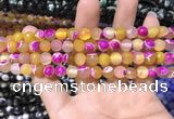 CAA1767 15 inches 8mm faceted round fire crackle agate beads