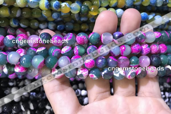 CAA1770 15 inches 8mm faceted round fire crackle agate beads