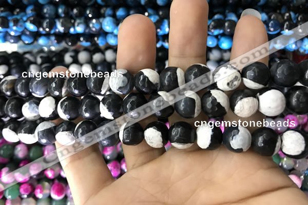 CAA1775 15 inches 10mm faceted round fire crackle agate beads