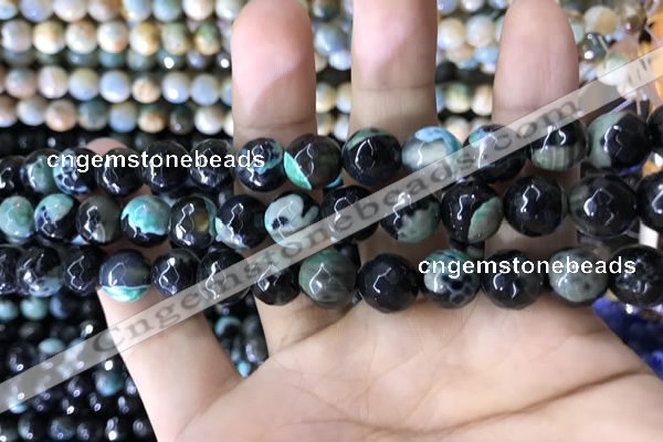 CAA1780 15 inches 10mm faceted round fire crackle agate beads