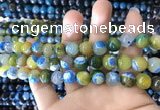 CAA1782 15 inches 10mm faceted round fire crackle agate beads