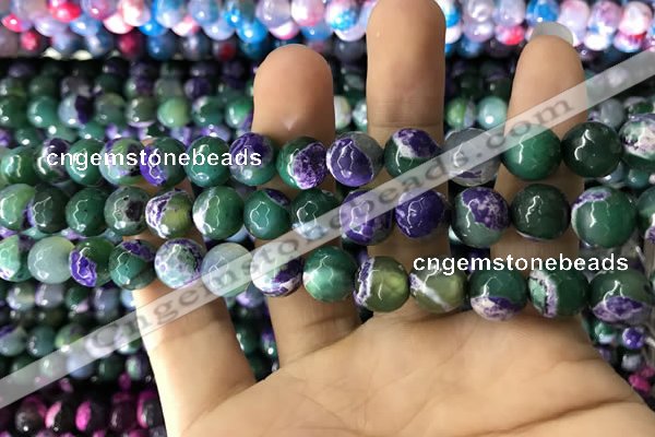 CAA1785 15 inches 10mm faceted round fire crackle agate beads