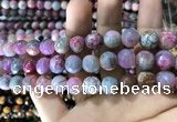 CAA1788 15 inches 10mm faceted round fire crackle agate beads