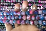 CAA1789 15 inches 10mm faceted round fire crackle agate beads