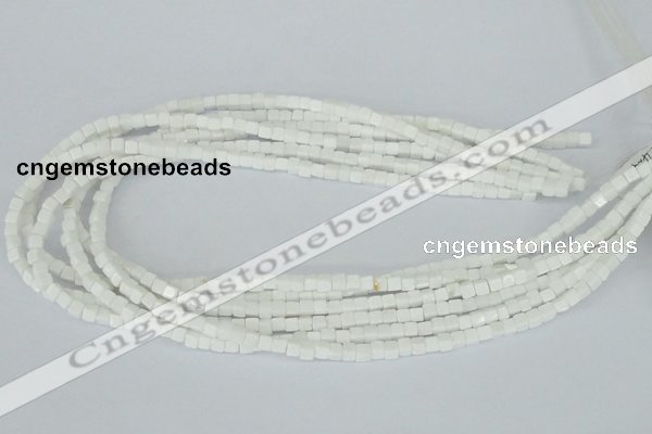 CAA18 15.5 inches 4*4mm cube white agate gemstone beads wholesale