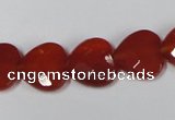 CAA180 15.5 inches 14*14mm faceted heart red agate gemstone beads