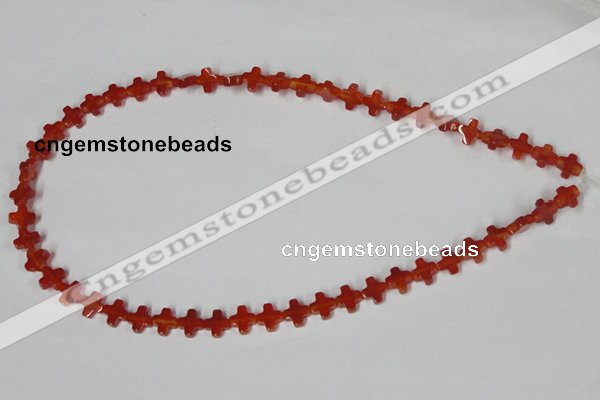 CAA181 15.5 inches 8*8mm cross red agate gemstone beads