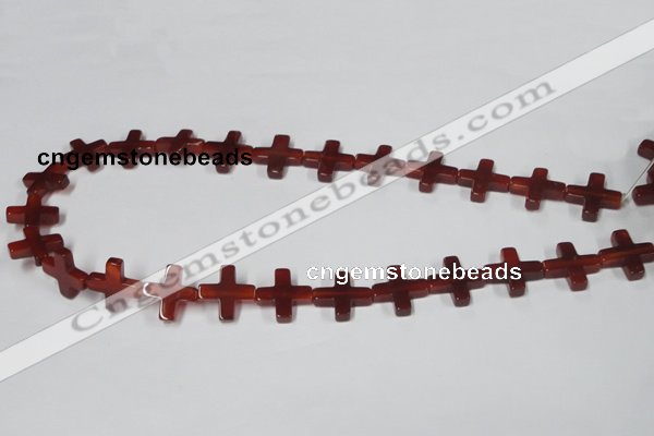 CAA182 15.5 inches 16*16mm cross red agate gemstone beads